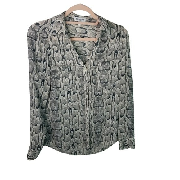 Express Portofino python snakeprint button up wom… - image 1