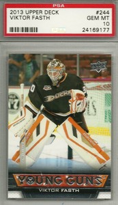 2013-14-Upper-Deck-Viktor-Fasth-244-Young-Guns-Rookie-Card-RC-YG-13-14-PSA-10