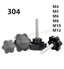 M4 - M10 Black Plum Bakelite Thumb Screws Knob Bolt Star Knob Hand Tighten Screw