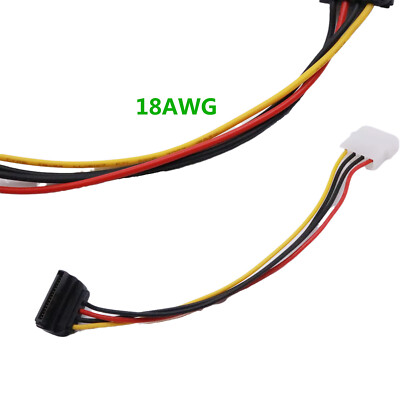 10x IDE 4 Pin Molex Male to SATA Female 15Pin 90° Angle HDD Power Adapter Cable