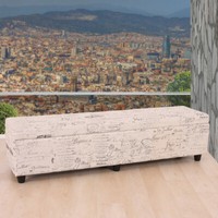 Sitzbank Kriens Xxl, Aufbewahrungs-Truhe, Stoff, 45X180X45Cm, Schriftzug, Creme