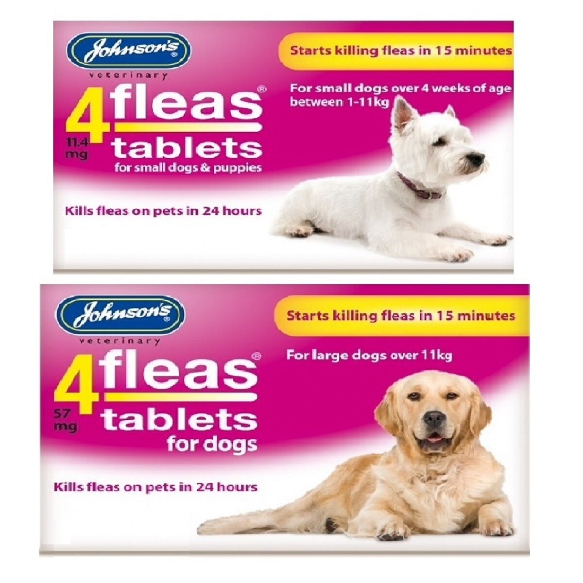 JOHNSONS 4FLEAS TABLETS FOR DOGS flea treatment adult &amp; puppy bp vet ...