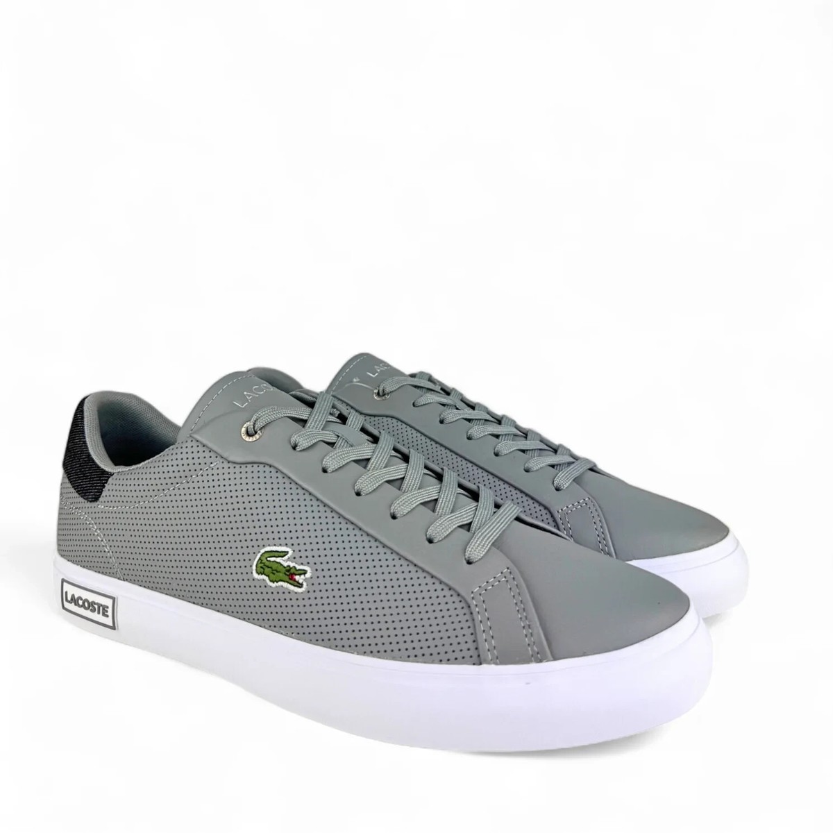 Lacoste Men's Powercourt Trainers Grey Leather Fashion Shoes