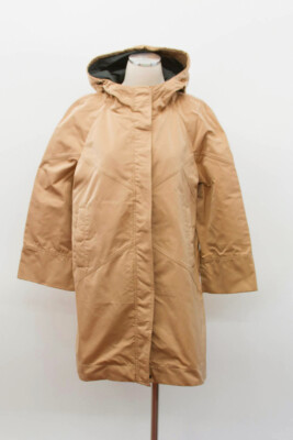 NWT$3695 Brunello Cucinelli Women Satin Monili Beaded Hooded Overcoat Sz 42 A186