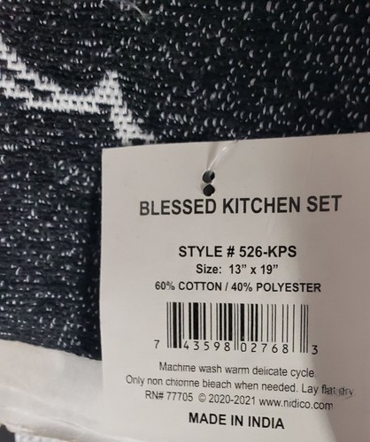 Set of 3 Tapestry Placemats, 13" x 19", INSPIRATIONAL, BLESSED,WHITE & BLACK, HC - Picture 22 of 24