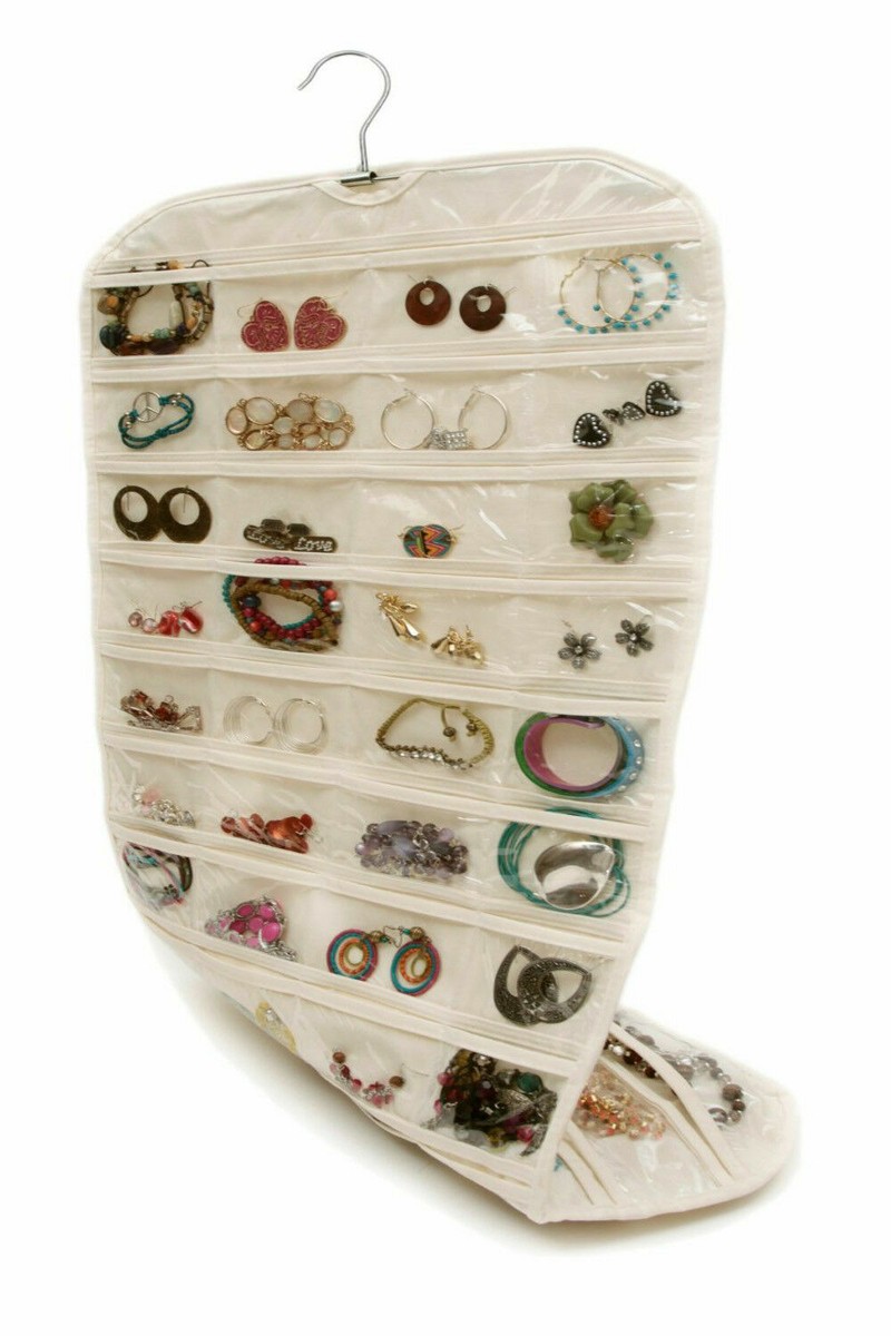 80 Pocket Hanging Jewelry Organizer Double Side Storage Earrings