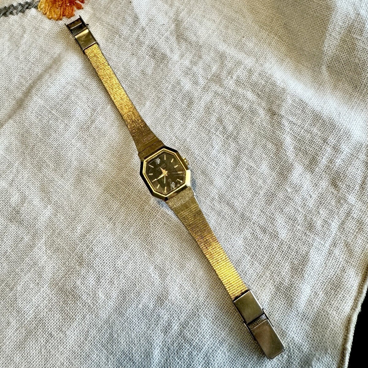 Works 17mm‎ Orient Octagonal Ladies Bracelet Watch Black Dial Quartz Vintage Vintage Octagonal Orient Ladies Bracelet Watch Black Diamond  main image 2
