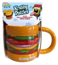 SpongeBob SquarePants -  Krabby Patty Ceramic Coffee Mug Filled with Gummy Candy