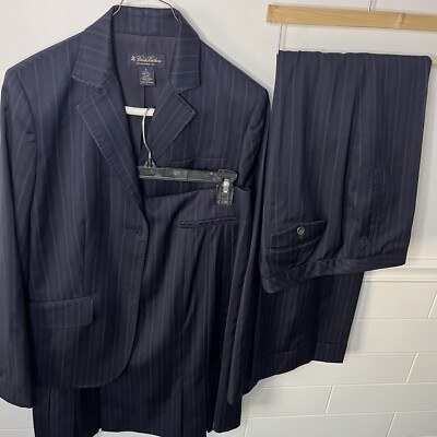 Brooks Brothers Women’s 3-piece Wool, Navy Blue Pinstripe Suit