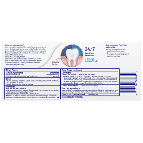 Fresh Mint Sensitive Toothpaste, ADA Accepted Toothpaste for Cavity Prevention a - Picture 8 of 12