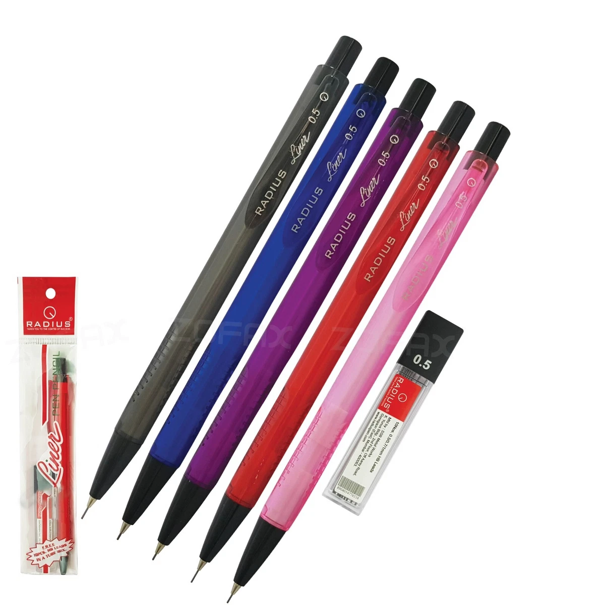 5 x 0.5mm RADIUS Liner Click Triangular Mechanical Pencils Eraser Tip Lead Boxes