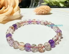 Super 7 Melody Rutilated 6mm Natural Crystal Bead Bracelet CUSTOM SIZING