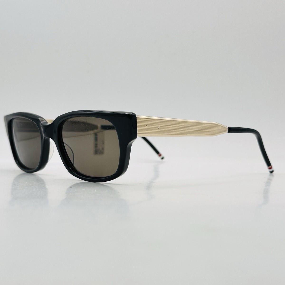 Thom Browne Sunglasses Men Women Oval Black Gold Mod. TB 007