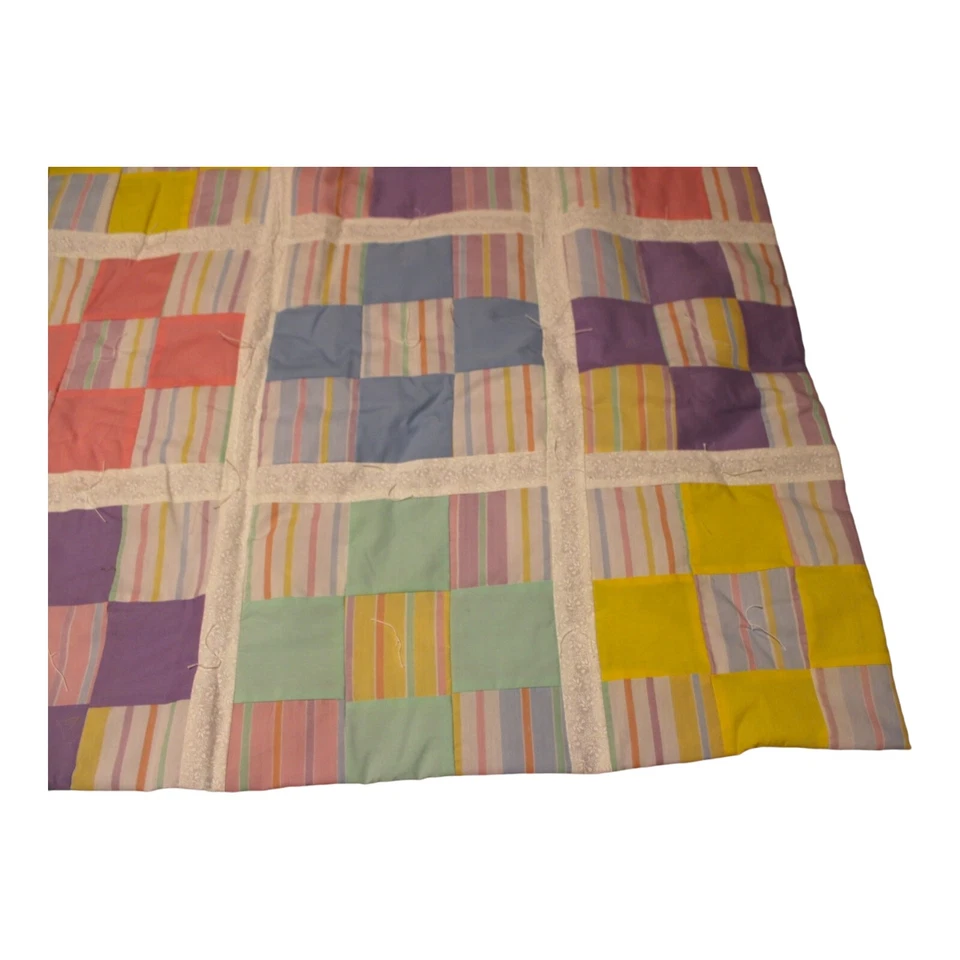 Edredón para bebé hecho a mano 53”x41” manta para cuna con respaldo de franela para niños o niñas NUEVO Foto 3 de 4