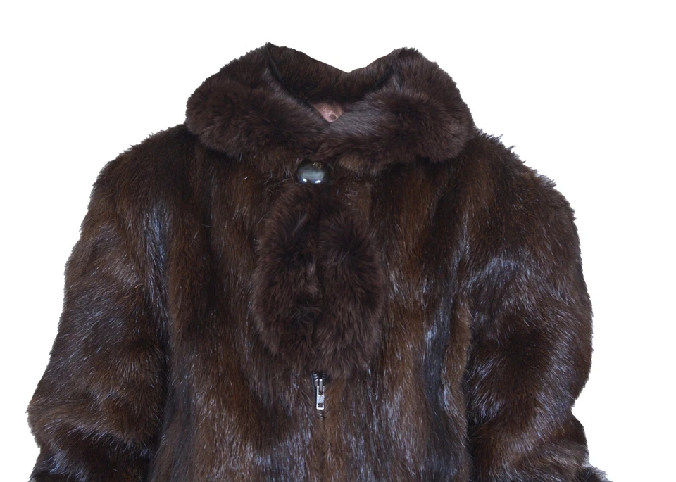 Abrigo Chaqueta de PIEL DE NUTRIA Real para Hombre Cuello de Piel de Zorro Todas las Tallas Preventa Foto 3 de 4