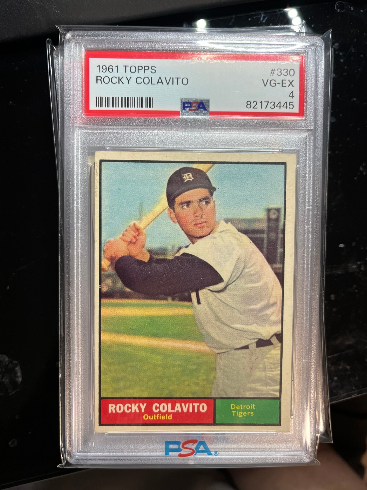 1961 TOPPS #330 ROCKY COLAVITO, PSA 4 VG-EX, FRESH GRADE