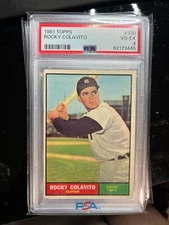 1961 TOPPS #330 ROCKY COLAVITO, PSA 4 VG-EX, FRESH GRADE