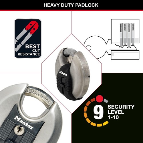 MASTER LOCK 80mm Large Stainless Steel Disc Heavy Duty Padlock Outdoor M50D - Picture 4 of 6