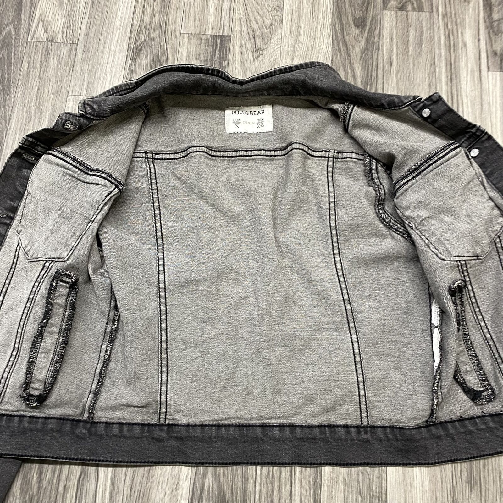 PULL & BEAR Button Down Collared Black Denim Jean… - image 7