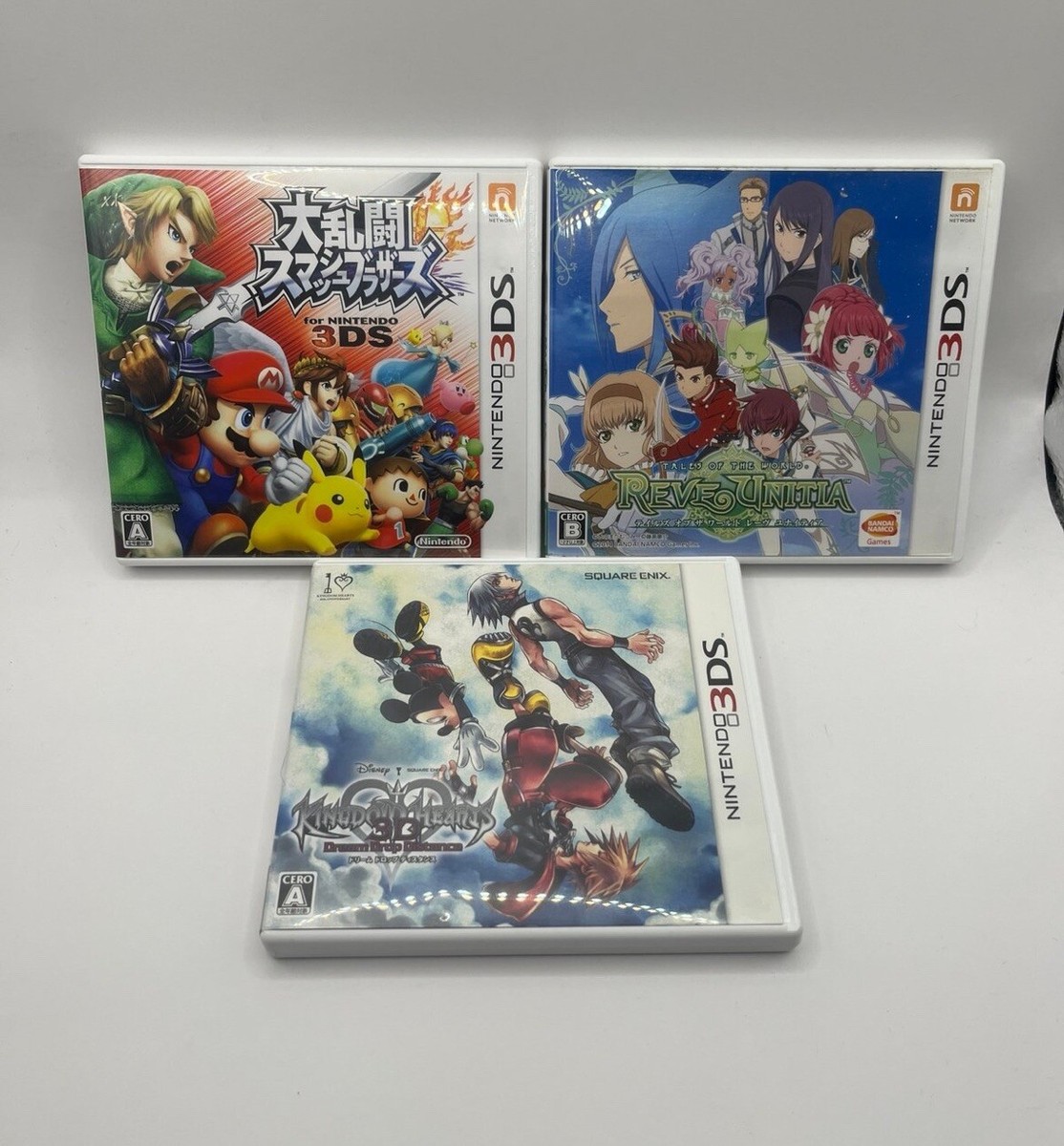 Lot of 3 Nintendo 3DS Games Super smash bros Kingdom hearts Tales 
