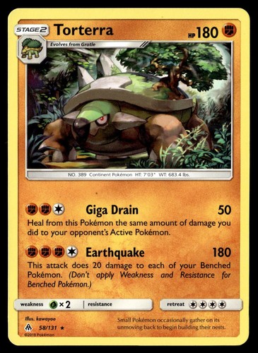 Torterra 58/131 Rare Forbidden Light Pokemon Lightly Played