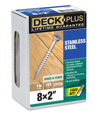 2 Inch Epoxy Coated Exterior Wood and Fence Screws #8 X 2 Torx/Star Drive Includ