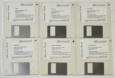 Vintage 1992 Microsoft Word 5.1 for Apple Macintosh Floppy Disk Set 6 Disks