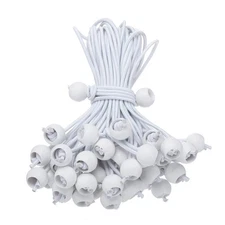 50Pcs Ball Bungee Cords 8" Heavy Duty Bungee Cord Balls for Tent Holding White