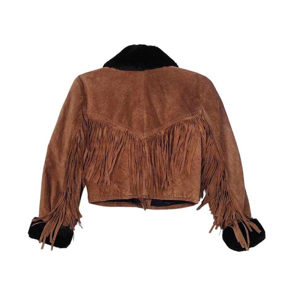 Abrigo Chaqueta Corta De Colección Años 60 Neiman Marcus Penny Lane Flecos Cuero Talla Pequeña Foto 2 de 4
