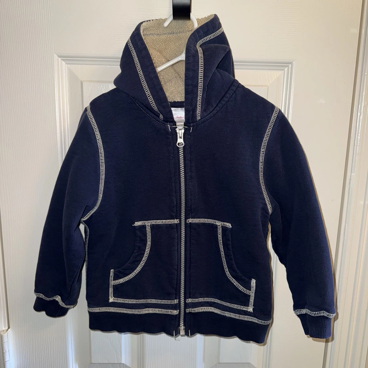 Sweat à Capuche Gap Boys Taille M - 100% Coton Rayé Bleu - État Très Bon