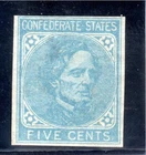 USA - Used - Confederate - Sc 6 - 5c Light Blue  - unchecked