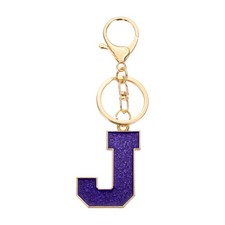 Initial Letter Keychain, Alphabet Letter A-Z Keyring, Purple J 