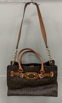 Michael Kors Brown Signature Monogram Canvas Shoulder Bag Gold Hardware