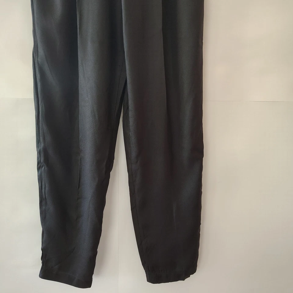 Vintage Clio Dress Pants Women Sz S Rayon High Satin Waist Pleated Edgy Goth - Image 3 of 4