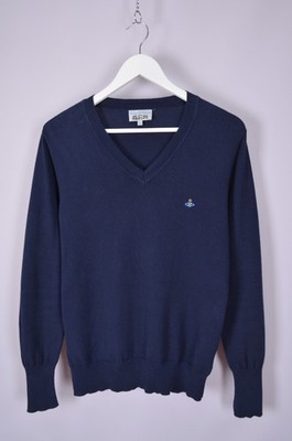 Mens Vivienne Westwood V Neck Knit Cotton Sweater Jumper Size M 