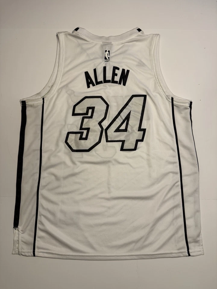 Nueva con etiquetas Camiseta Adidas Swingman Miami Heat Ray Allen #34 Grande Blanca Negra NBA Foto 4 de 4