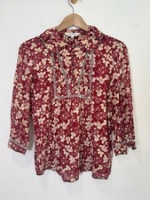 Brora 100% Silk Floral Blouse Tunic UK 10 Red...