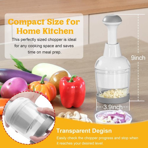 Vegetable Chopper, Food Chopper Manual Hand, Veggie Chop Garlic Onion Salad C... - Picture 3 of 8