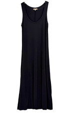 LILLA P Sleeveless Jersey Knit Shift Maxi Dress Size L Black Minimalist Casual