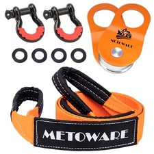  Offroad Recovery Kit - 10 Ton Snatch Block+ 8ft Tree Saver + D Ring Shackles