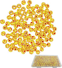 100Pcs 12Mm Softball Acrylic Beads for Jewelry Making, Sports Beads Craft Suppli
