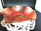 Vintage Fenton Peacock Tail Carnival Glass Bowl 8.5” Diameter x 2.75" Deep
