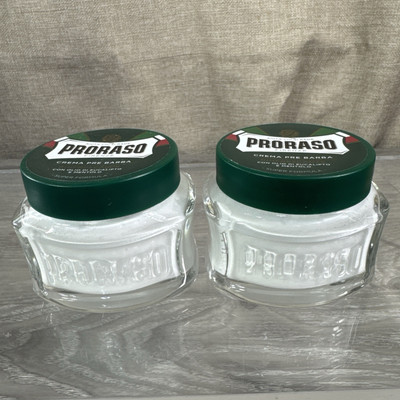 Proraso Pre-Shave Cream Moisturizing Nourishing Menthol Eucalyptus 3.6 oz x 2