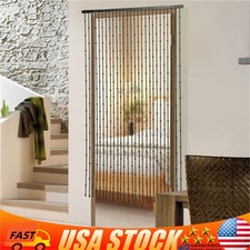 Natural Wood Black Door Curtain Beads, Front Door Decor Doorway Beads Curtains