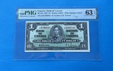 Canada 1937 $1 One Dollar Banknote Gordon - Towers PMG 63 Choice UnCirculated
