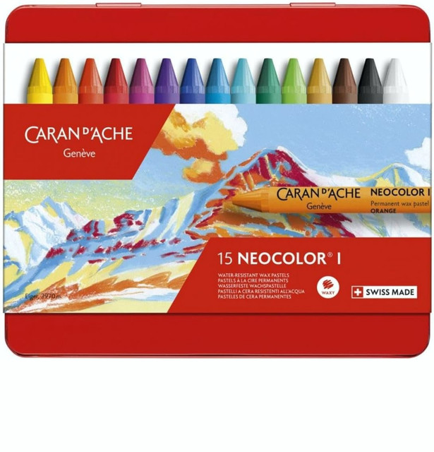Caran d'Ache Neocolor I (water-resistant — note the difference)
