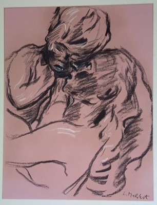 Original  Lothar  Malskat  ''Mutter und Kind ''  Kohle/Kreidezeichnung , 65 x 50cm