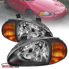 Fits 1993-1997 Honda Civic Del Sol Built-in Corner Signal Black Headlights Lamp