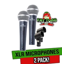 Dynamic Vocal Microphones with Clips (2 Pack) FAT TOAD | Cardioid Handheld