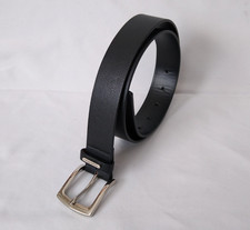 Calvin Klein Black Leather Belt Womens Size S Silvertone Buckle Synthetic